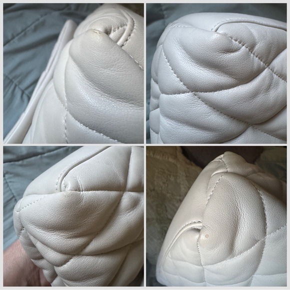 Saint Laurent Puffer Leather Crema Soft Sade Clutch Bag. **LARGE - Picture 6 of 15